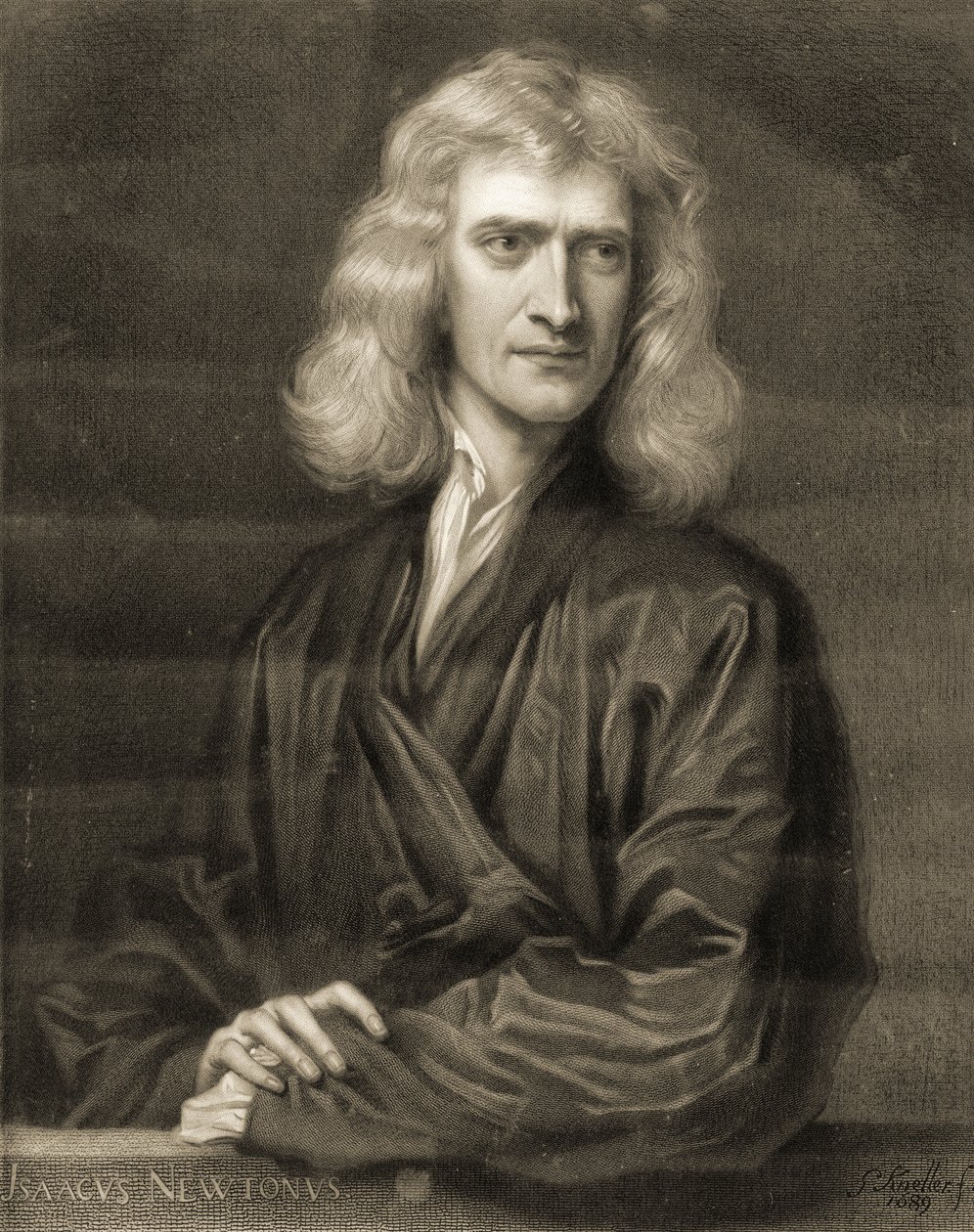 Portrait de Sir Isaac Newton - Godfrey (after) Kneller