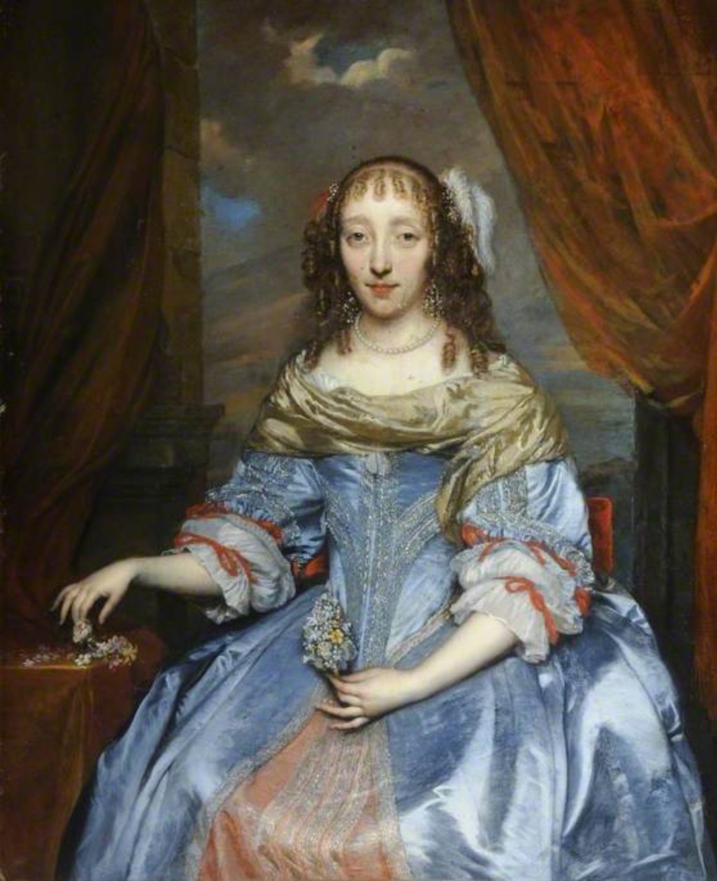 Dame en robe de satin bleu - Gonzales Coques