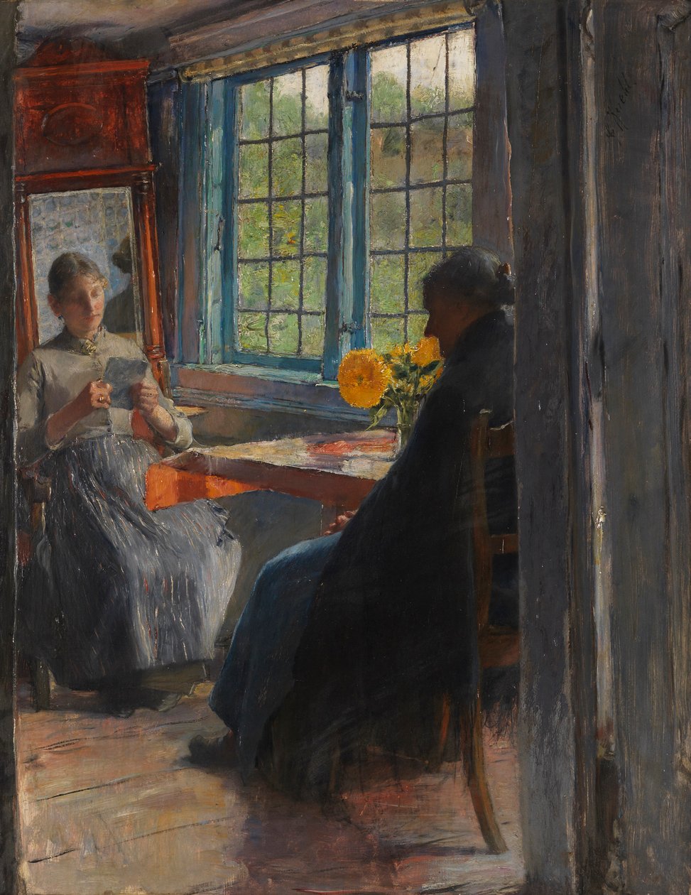 Femmes à la fenêtre du jardin - Gotthardt Kuehl