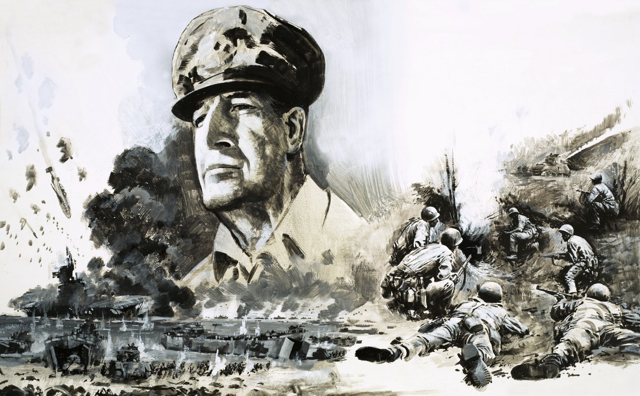 Douglas MacArthur avec des scènes du Débarquement - Graham Coton