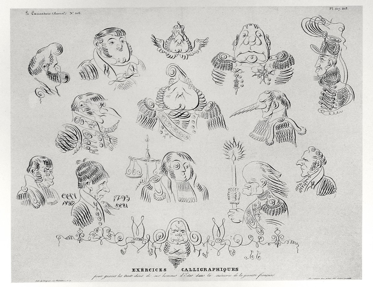 Exercices calligraphiques, 1832 - Grandville