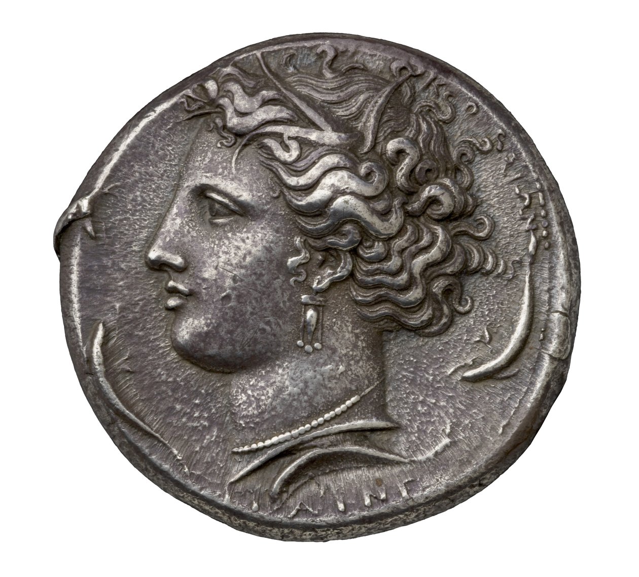 Ancienne pièce de monnaie grecque en argent de Syracuse, 404-390 av. J.-C. - Greek