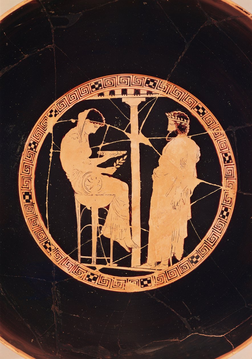 Kylix à figures rouges athéniennes représentant Égée, roi d