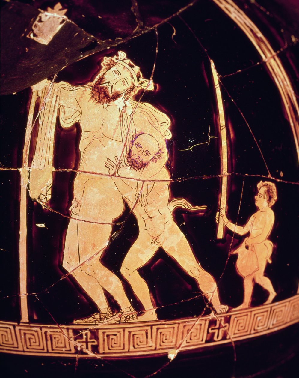 Vase attique à figures rouges représentant une scène dionysiaque - Greek