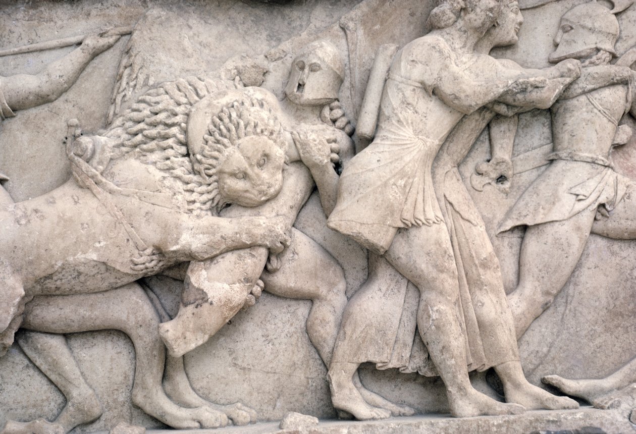 Combat devant Troie, frise du Trésor de Siphnos, vers 525 av. J.-C. - Greek