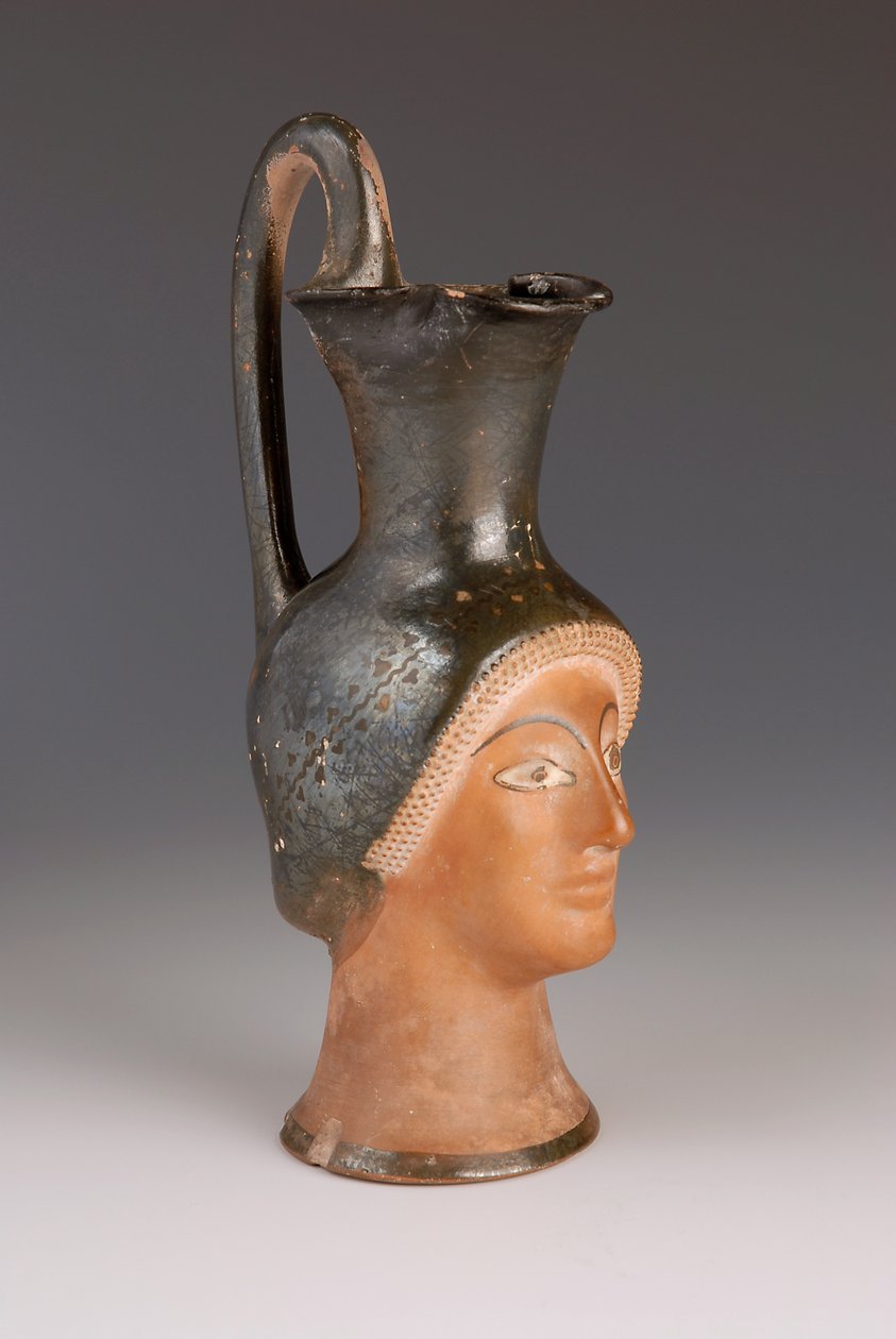 Œnochoé en forme de tête féminine (terre cuite) - Greek