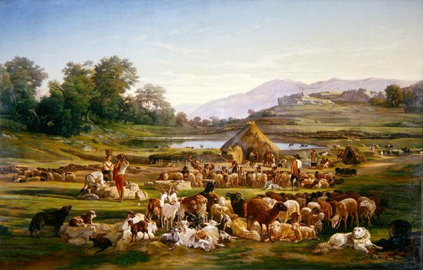 Bergers avec des moutons - Gregoire Isidore Flacheron