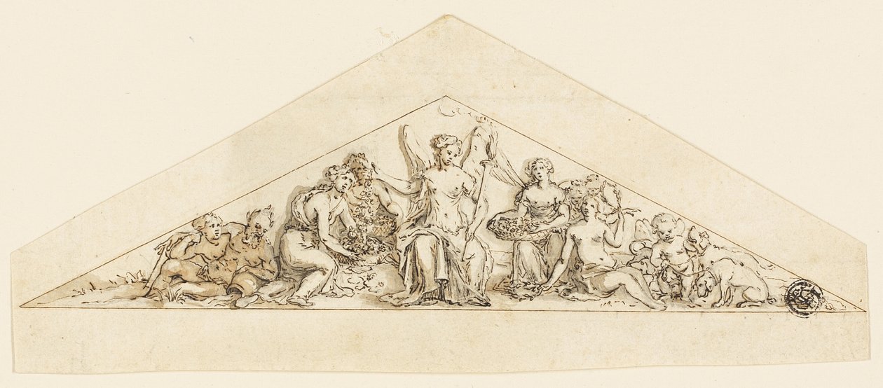Conception pédimentale pour un bâtiment de Wren - Grinling Gibbons
