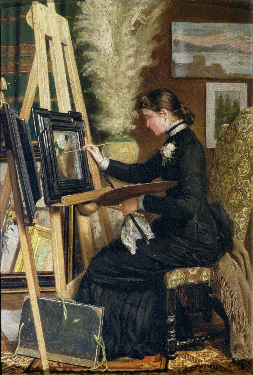 Portrait de Josephine Gillow peignant sur un chevalet, 1880 - Guido Guidi