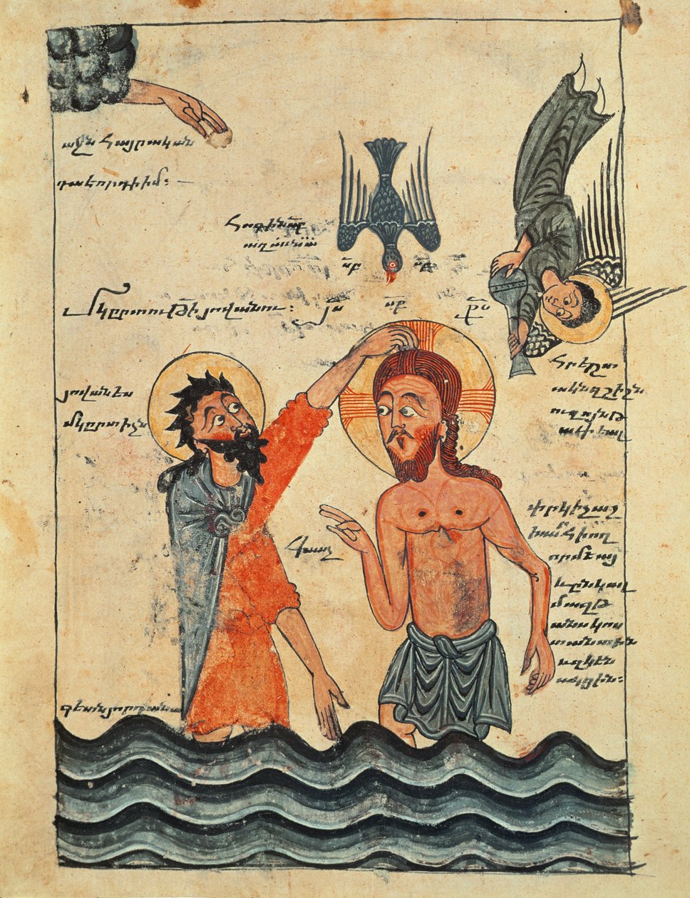 Ms 481 fol.8v Baptême du Christ, d