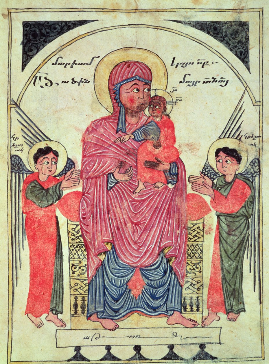 Ms 481 fol.8v Vierge et Enfant avec des anges, d