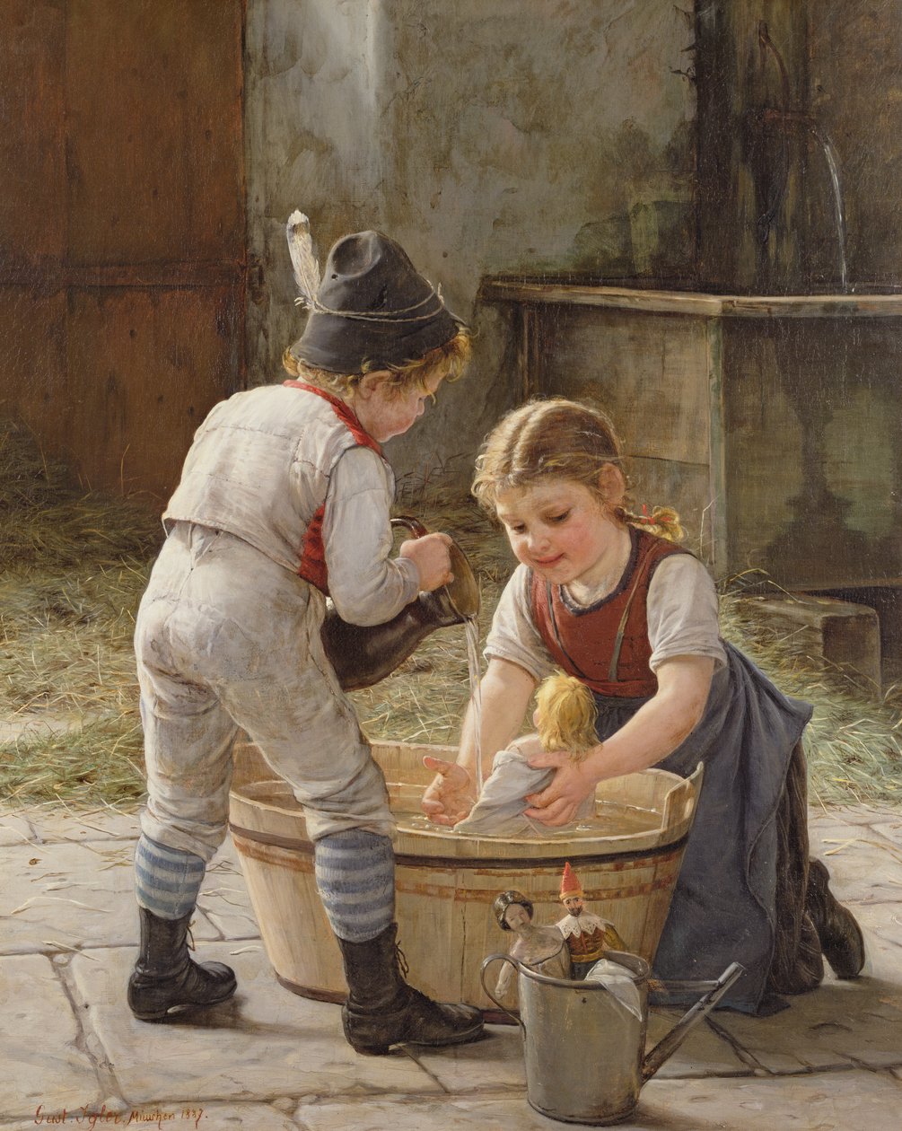 Elle baigne ses poupées - Gustav Igler