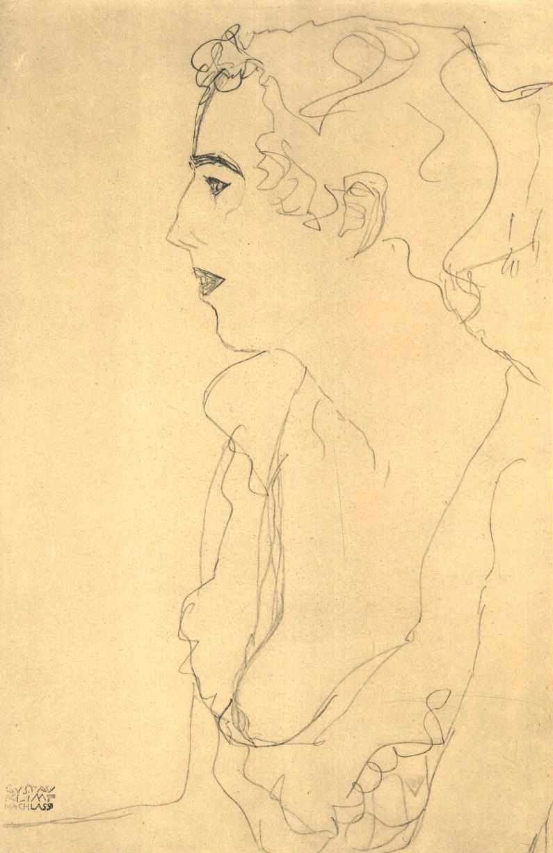 Buste de profil vers la gauche - Gustav Klimt