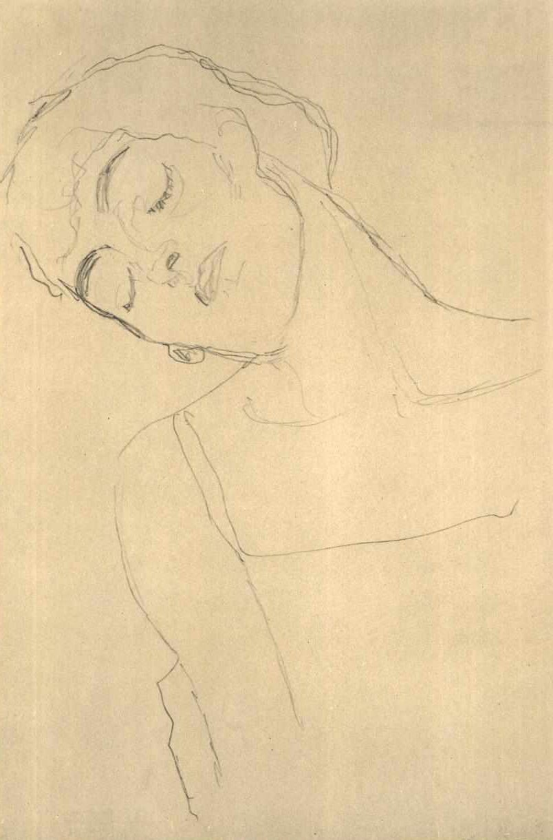 Buste avec les yeux fermés - Gustav Klimt
