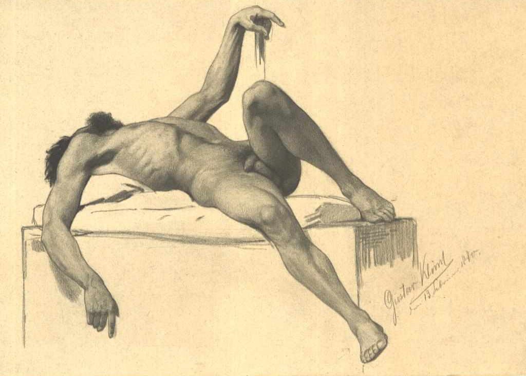 Nu masculin couché - Gustav Klimt