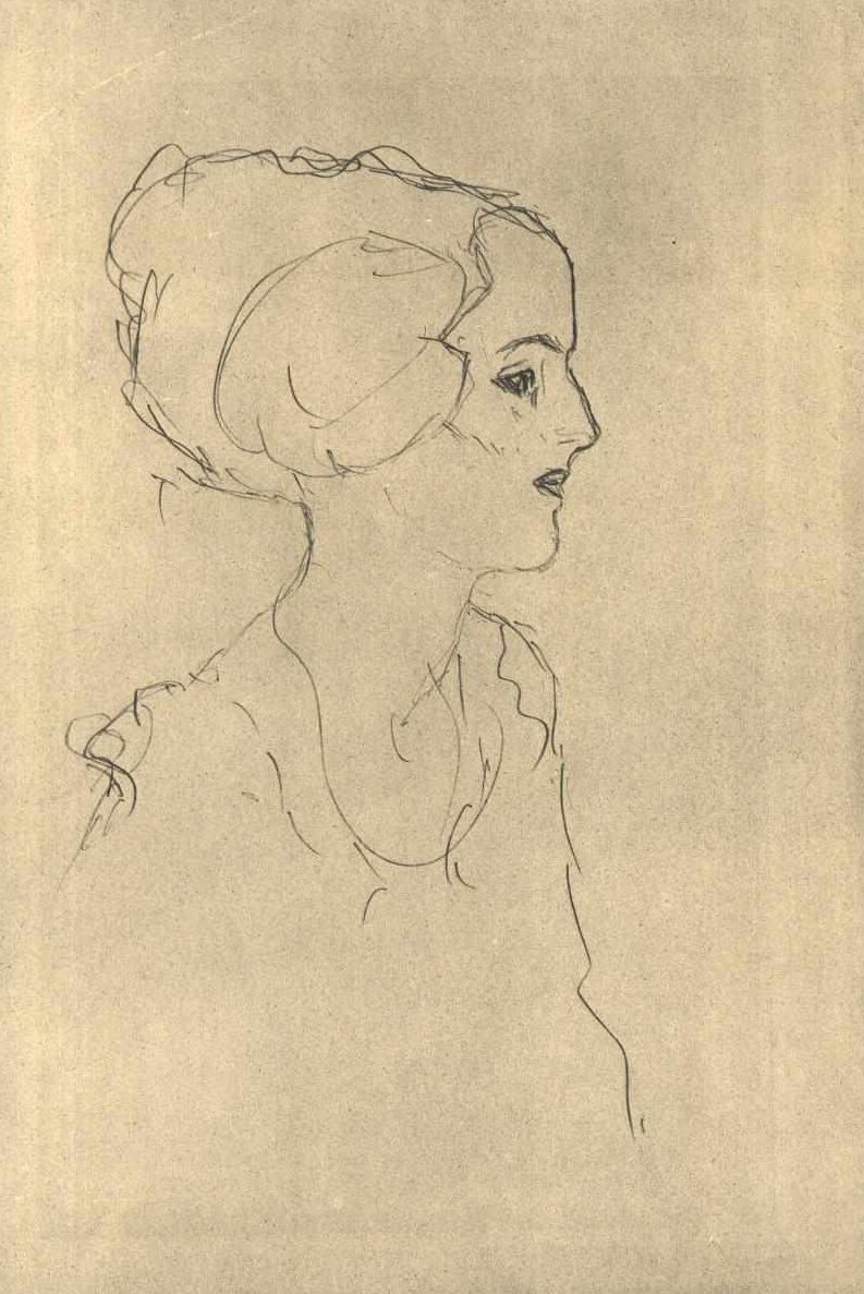 Jeune fille de profil vers la droite - Gustav Klimt