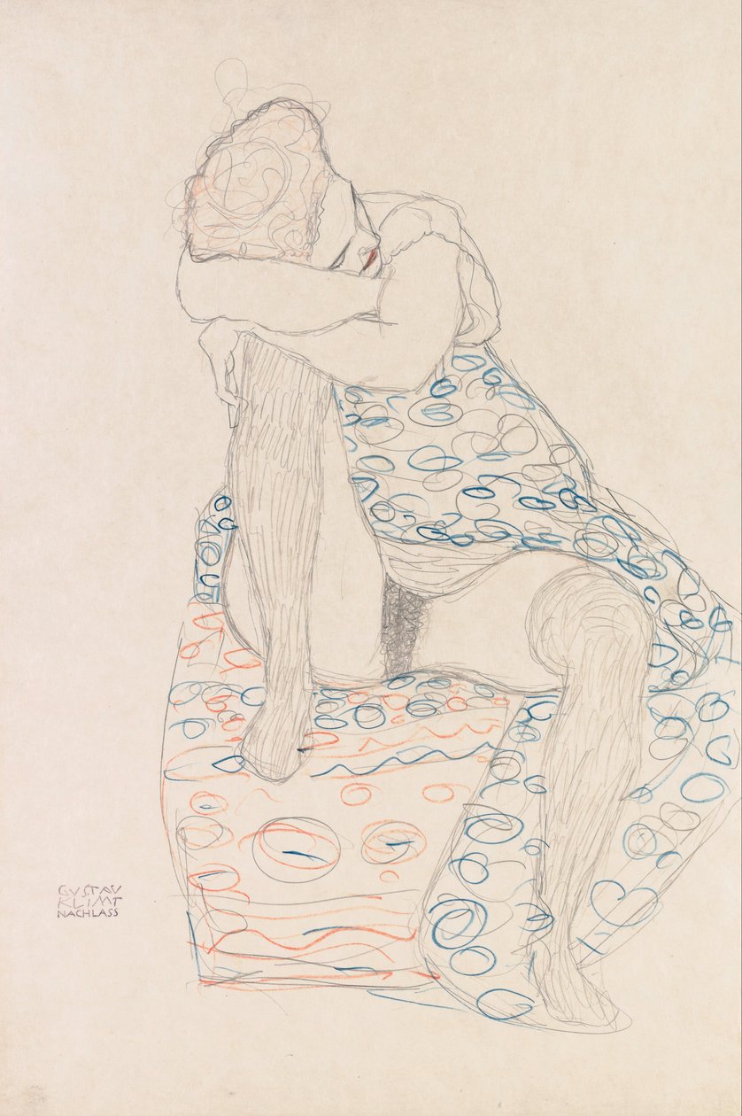 Figure assise avec jupe relevée - Gustav Klimt