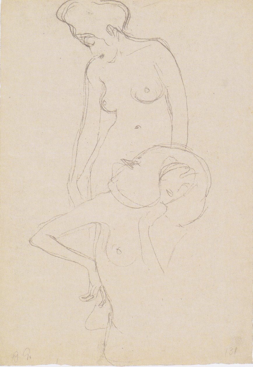 Femme nue debout de profil gauche, femme nue de face - Gustav Klimt