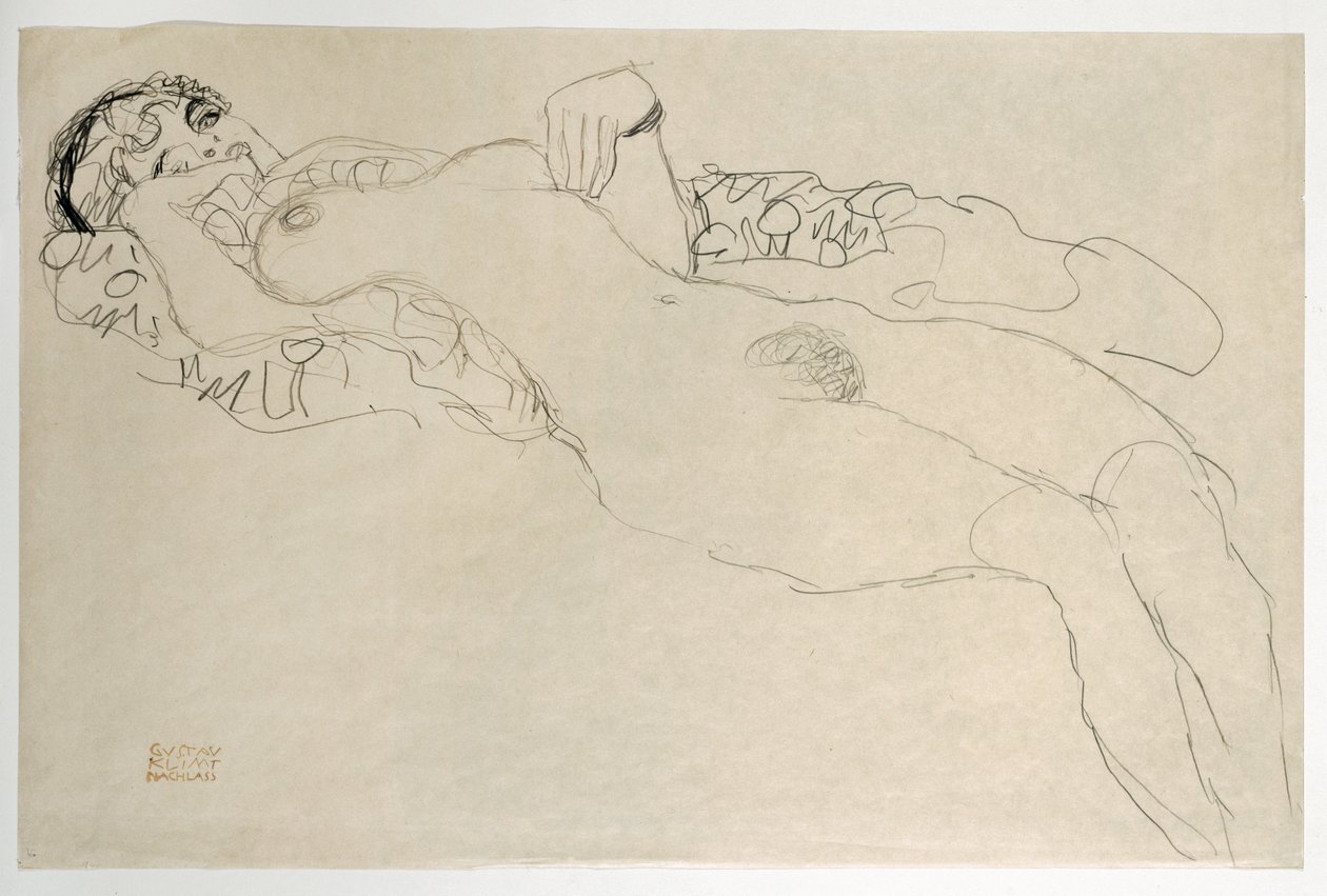 Femme nue tournée vers la gauche - Gustav Klimt