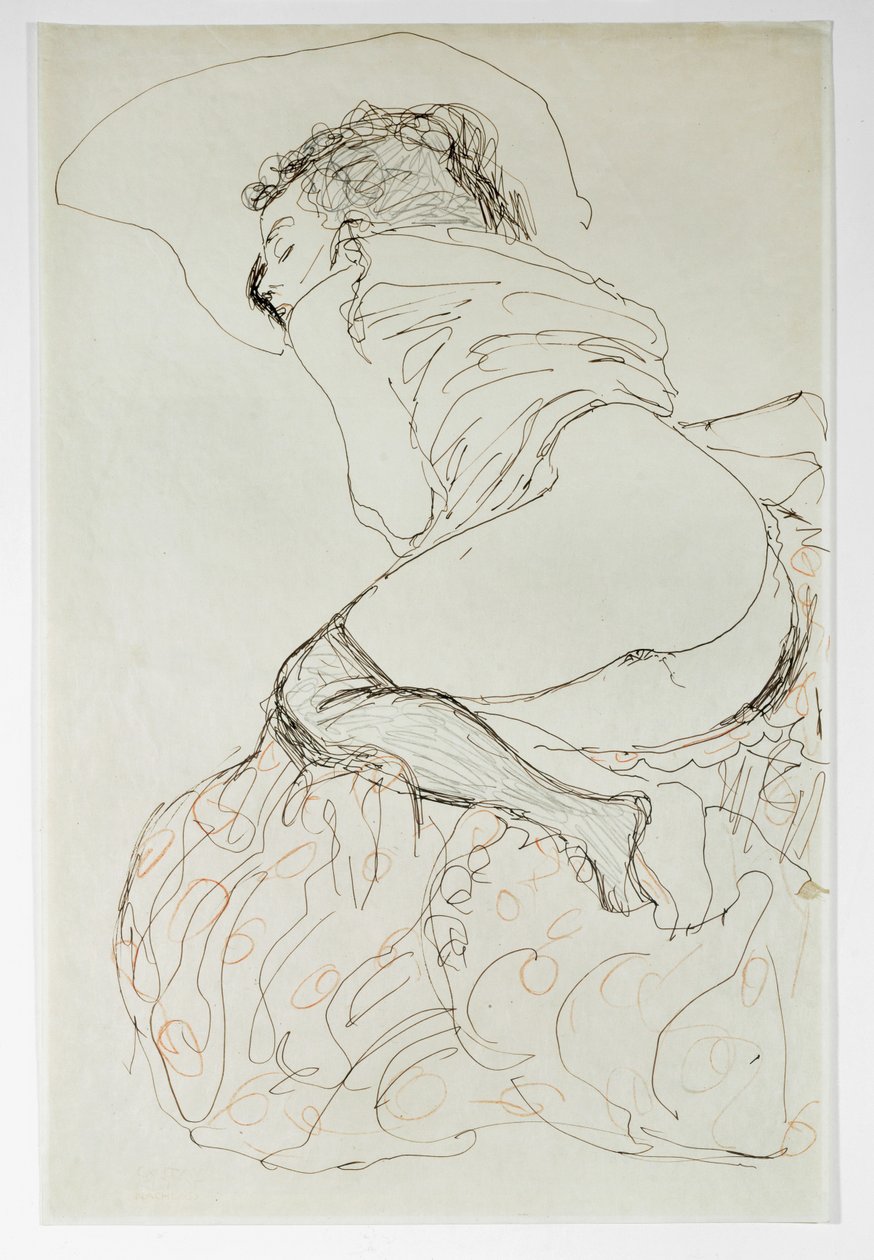 Femme nue, tournée vers la gauche - Gustav Klimt