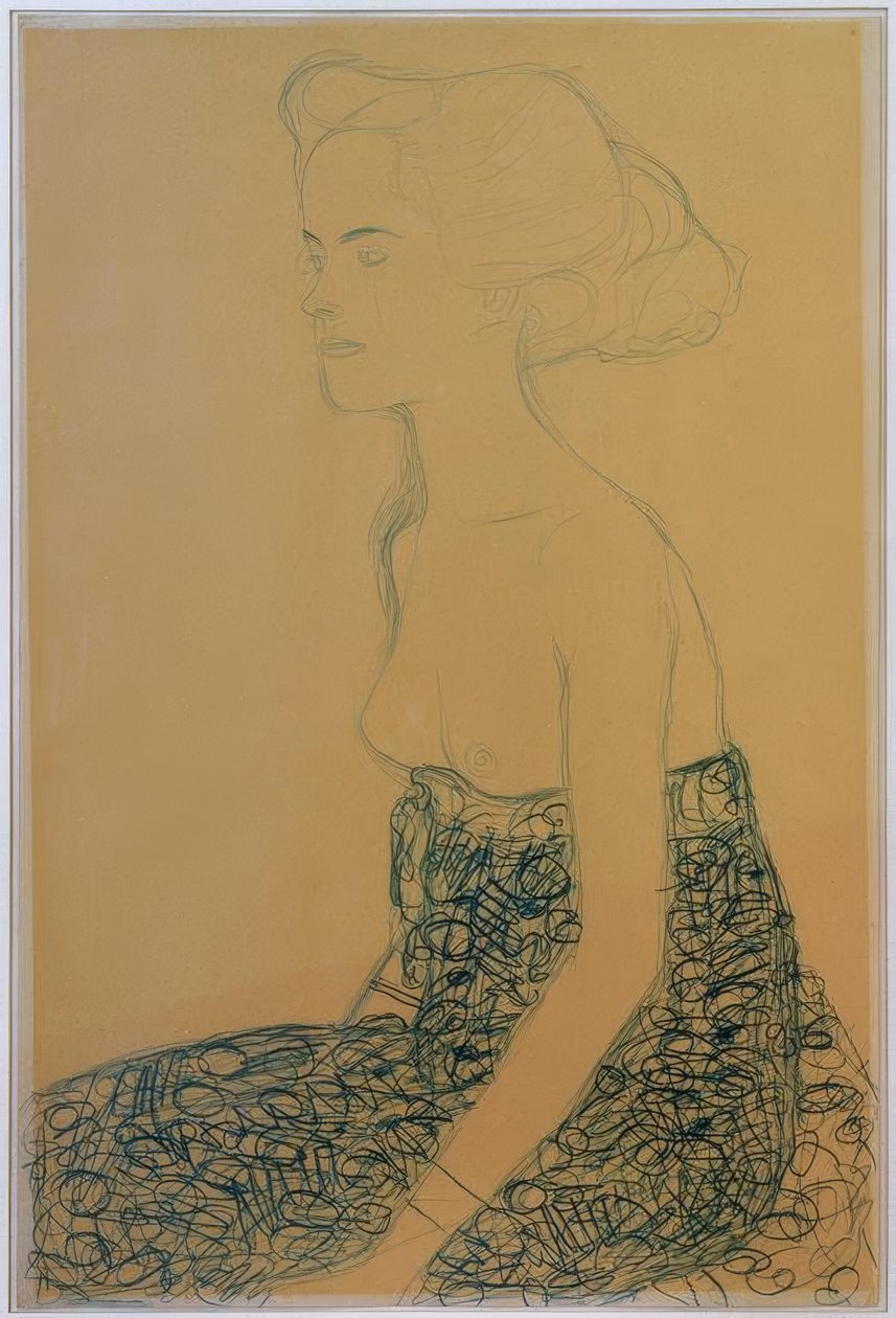 Demi-nu assis vers la gauche - Gustav Klimt
