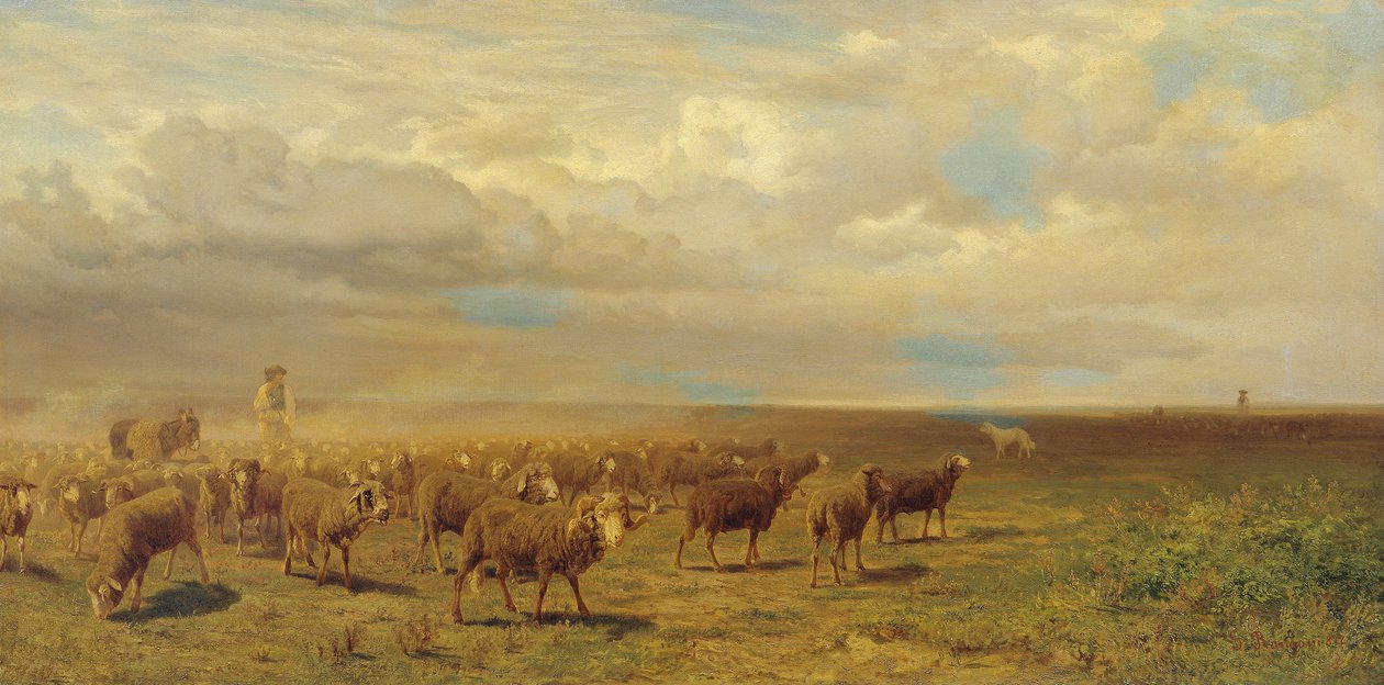 Troupeau de moutons dans la Puszta - Gustav Ranzoni