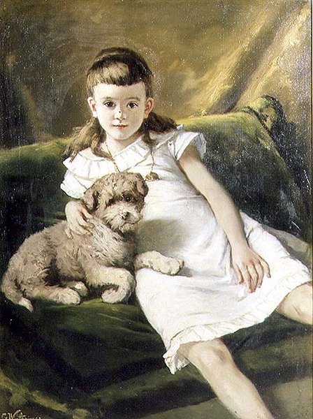 Jeune fille avec chien - Gustav Wertheimer