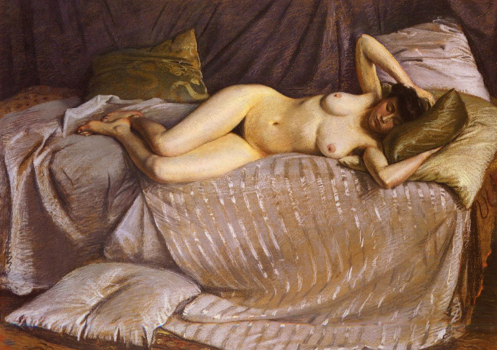 Femme nue allongée sur un canapé - Gustave Caillebotte