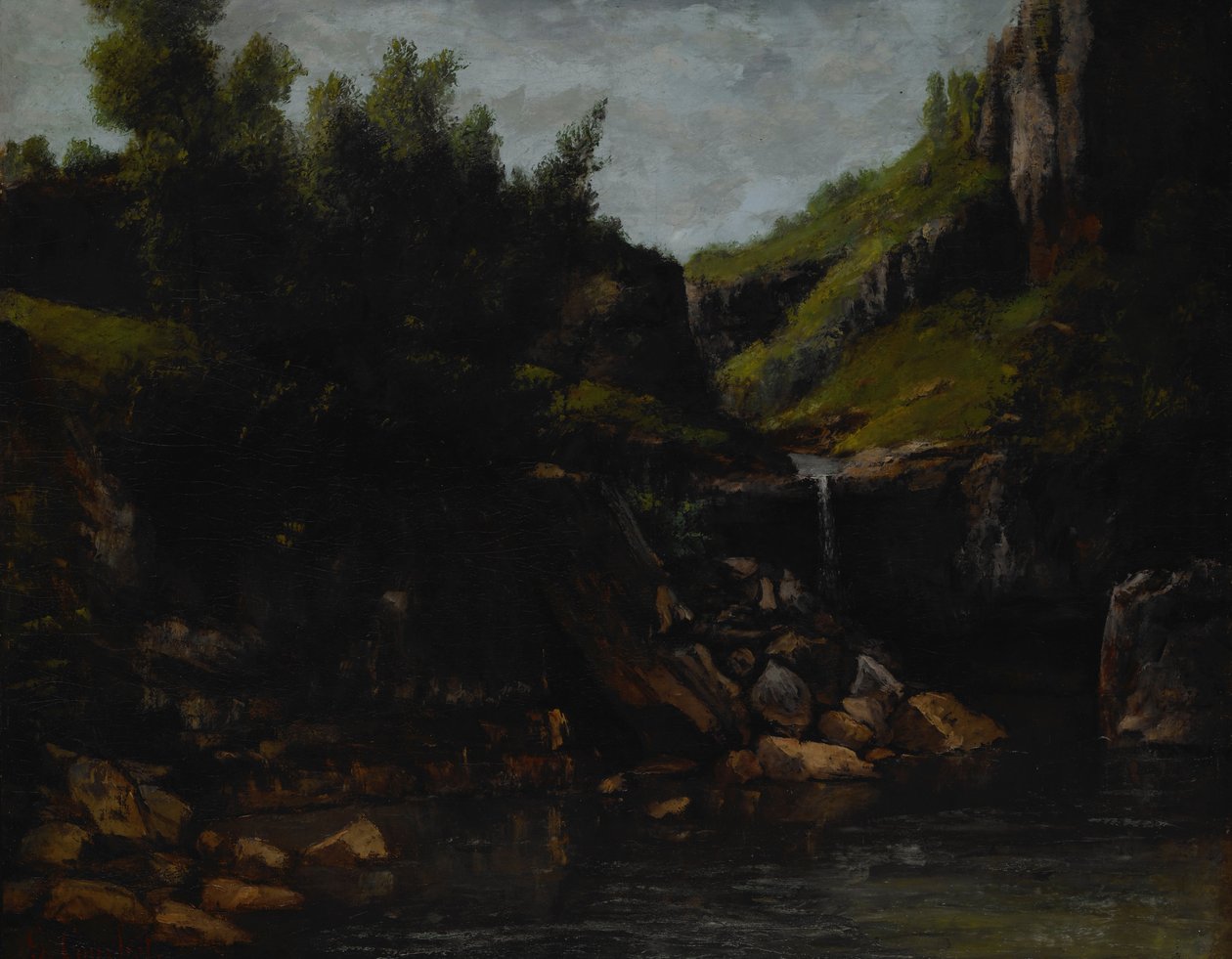 Cascade dans un paysage rocheux - Gustave Courbet