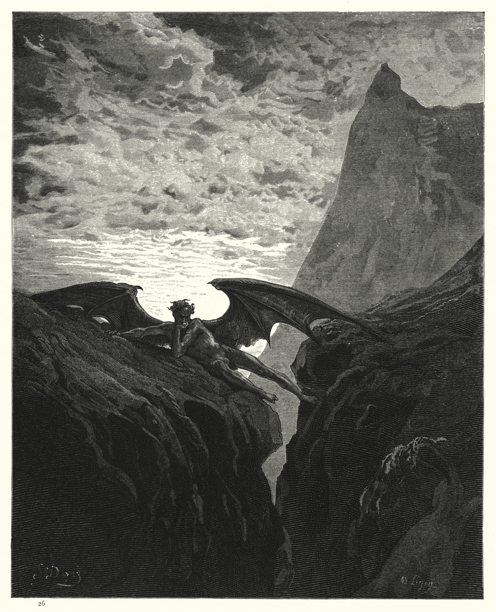 Illustration de Gustave Doré pour Le Paradis Perdu de Milton, Livre VI, vers 406 - Gustave Dore