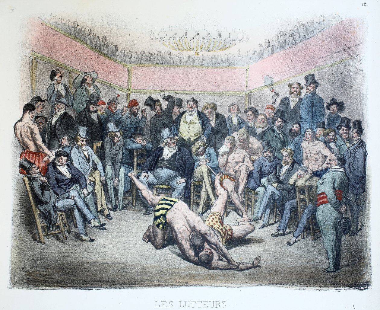Les Lutteurs, Les différents publics de Paris, pl.12, 1854 - Gustave Dore