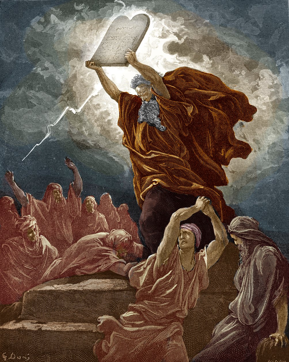 Moïse brise les tables de la loi, par Doré - Gustave Dore