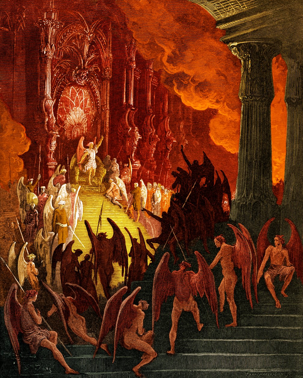 Le Paradis perdu : Satan en Conseil, gravure de Gustave Doré - Gustave Dore