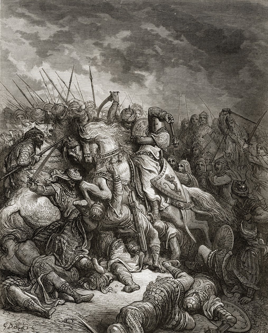 Richard Ier (1157-99) Cœur de Lion en bataille à Arsuf en 1191, illustration de 