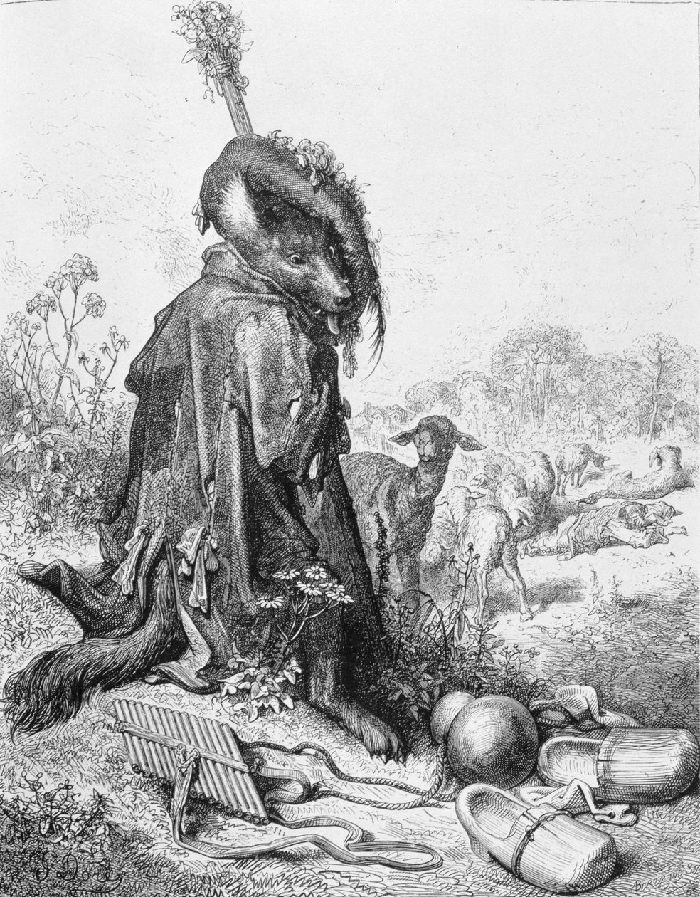 Le Loup devenu berger, illustration des 