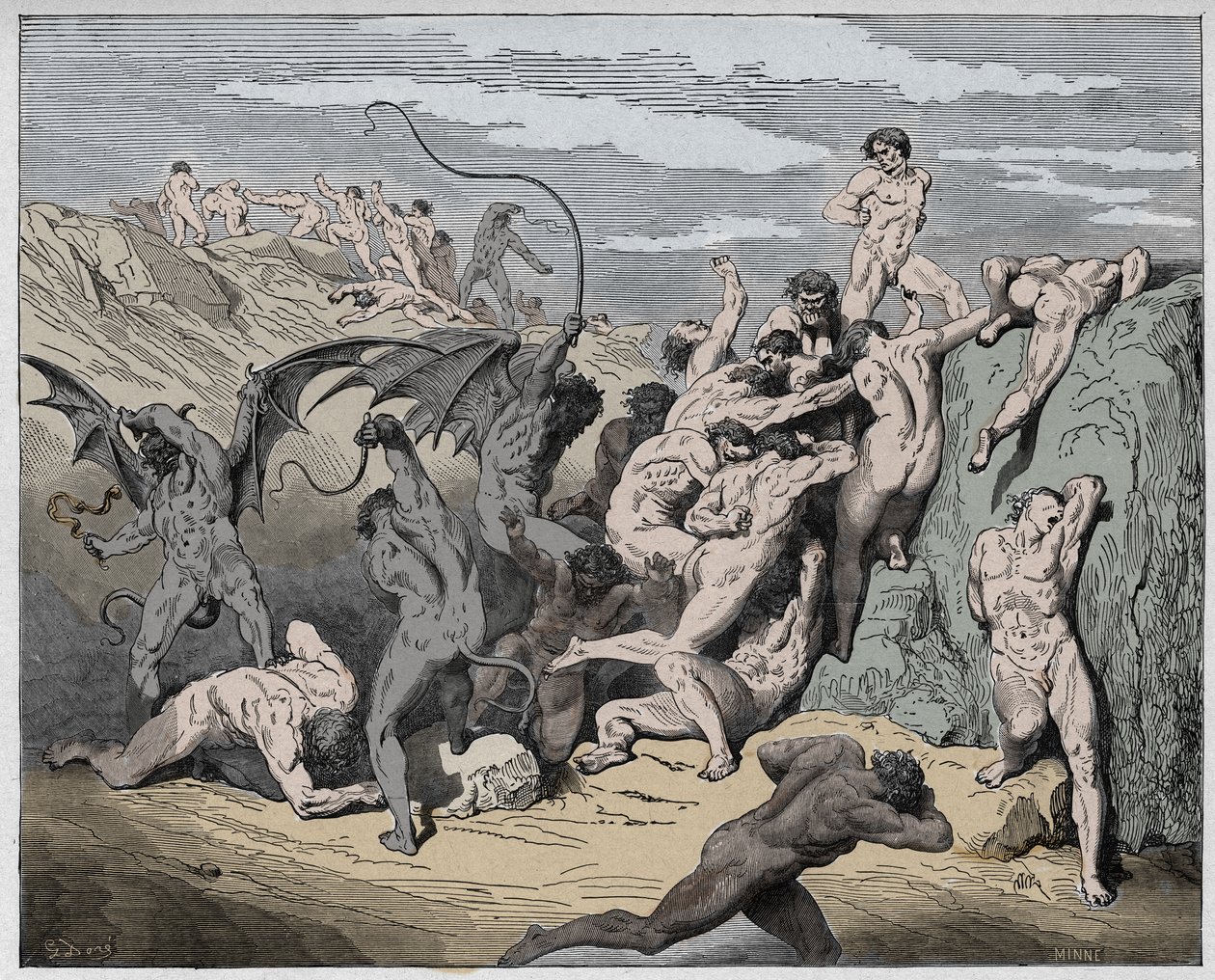 Inferno, Chant 18 : Diables et séducteurs, illustration de La Divine Comédie de Dante Alighieri, 1885 - Gustave after Dore