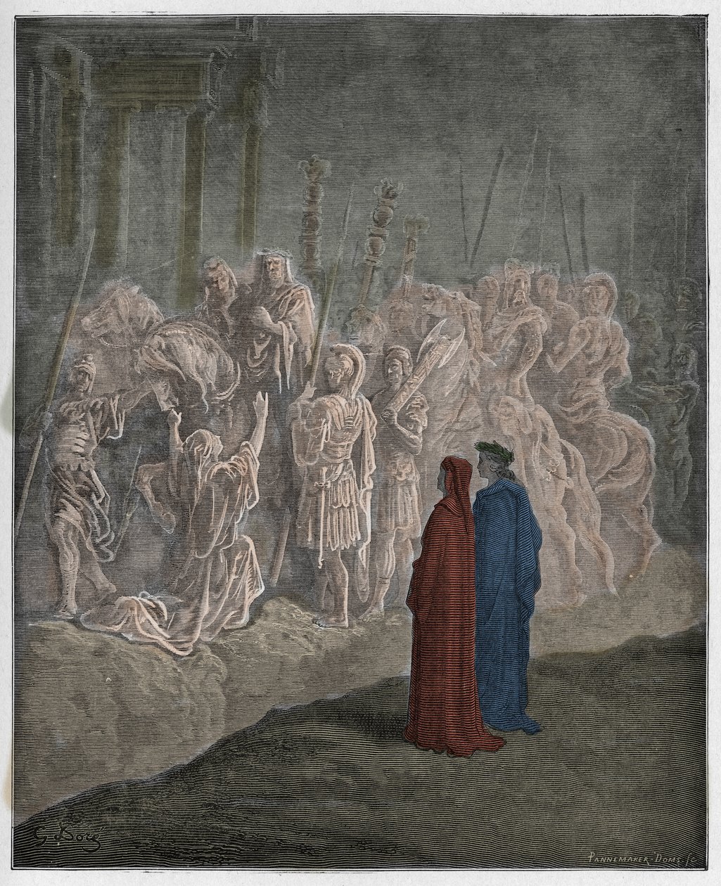 Purgatoire, Chant 10 : Les sculptures en marbre représentant l
