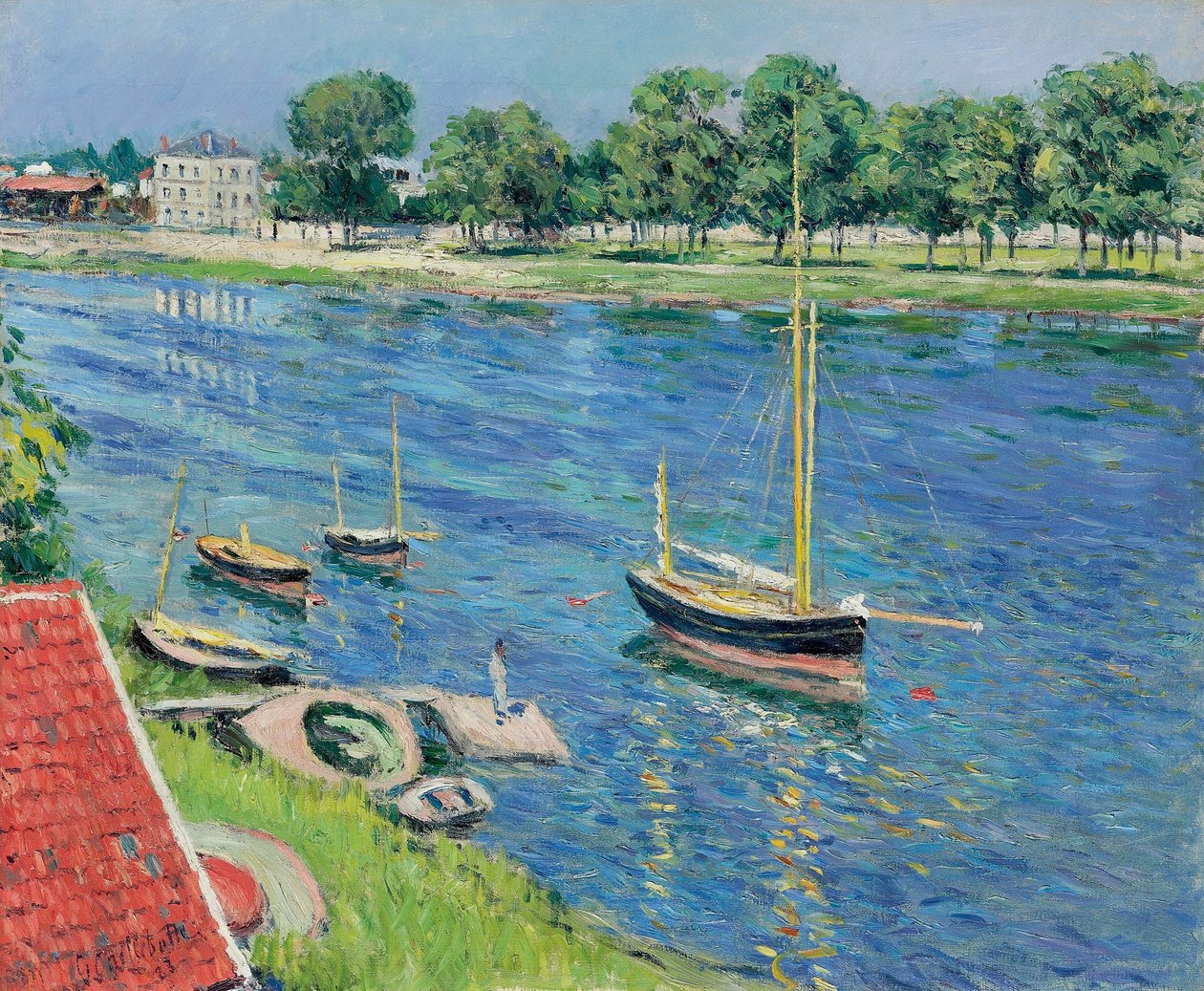 La Seine à Argenteuil, bateaux au mouillage - Gustave Caillebotte