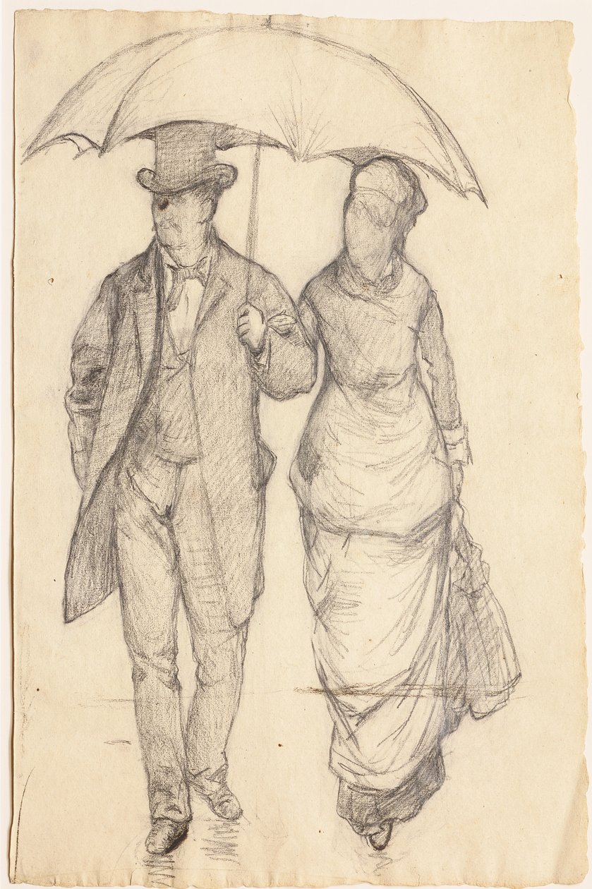 Homme et femme sous un parapluie - Gustave Caillebotte
