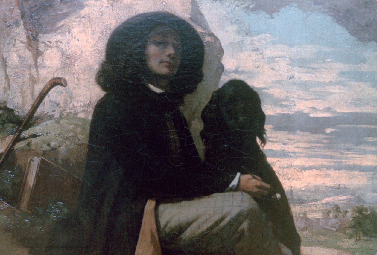 Courbet avec son chien noir, 1842 - Gustave Courbet