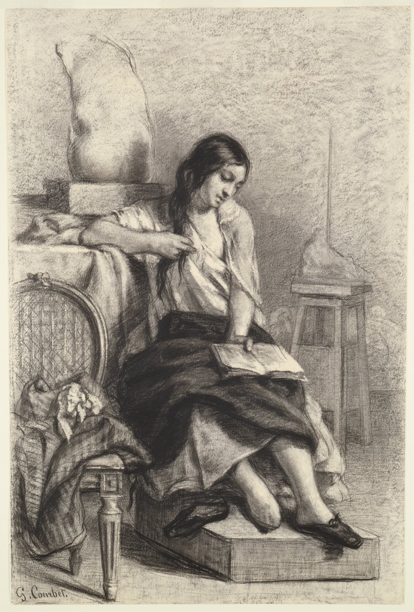 Modèle de lecture en studio - Gustave Courbet
