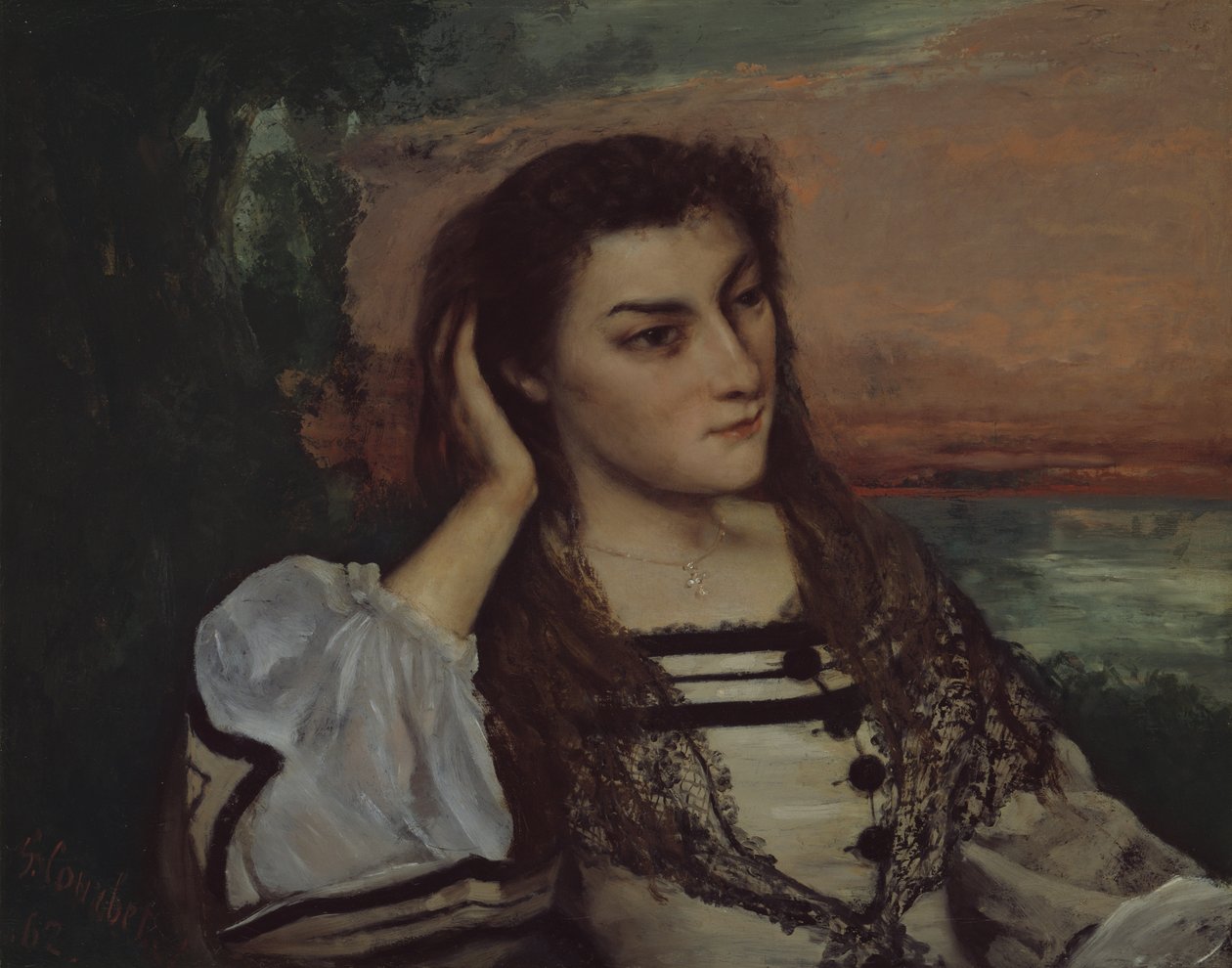 Rêverie (Portrait of Gabrielle Borreau) - Gustave Courbet