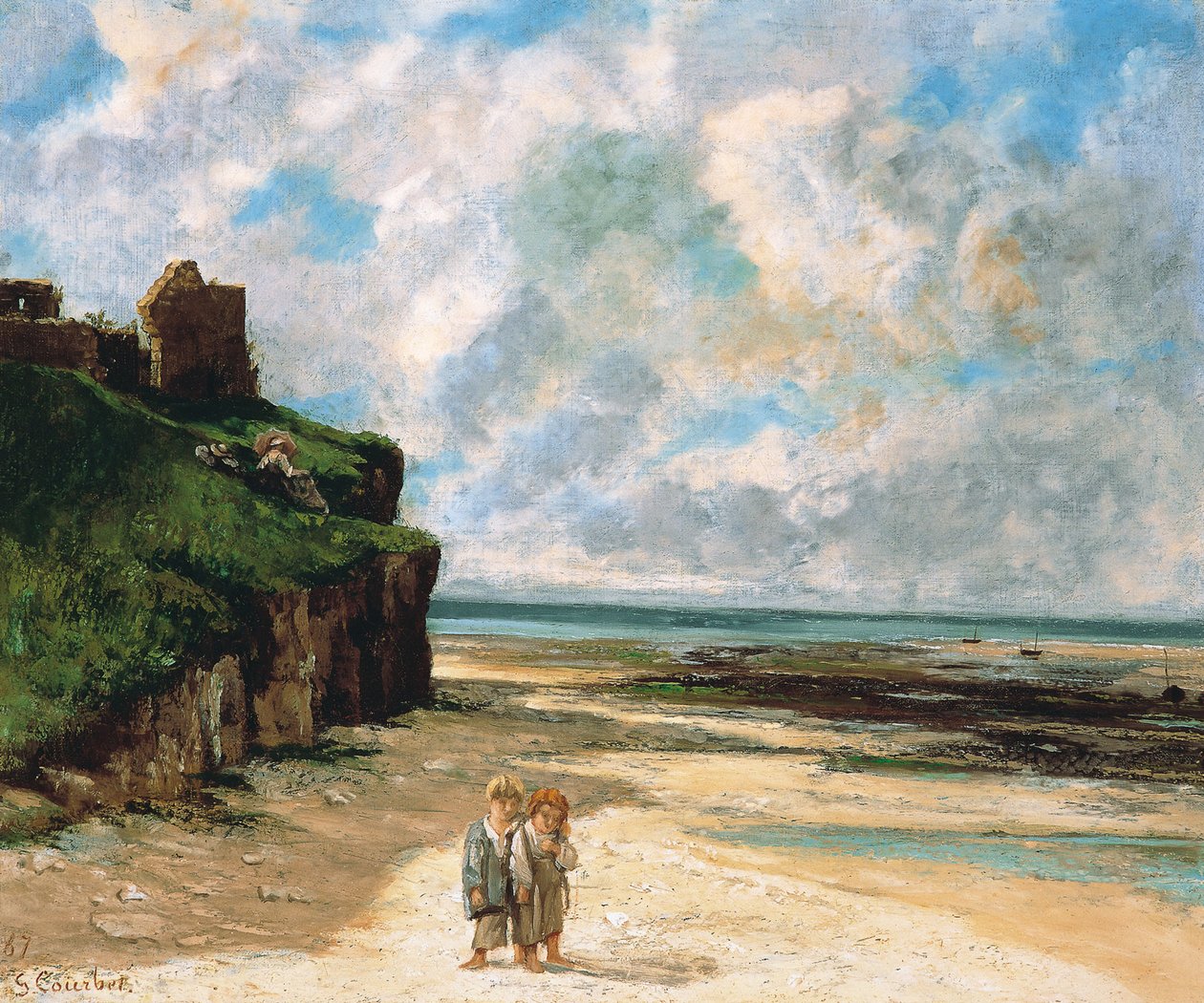 La Plage à Saint-Aubin-sur-Mer - Gustave Courbet