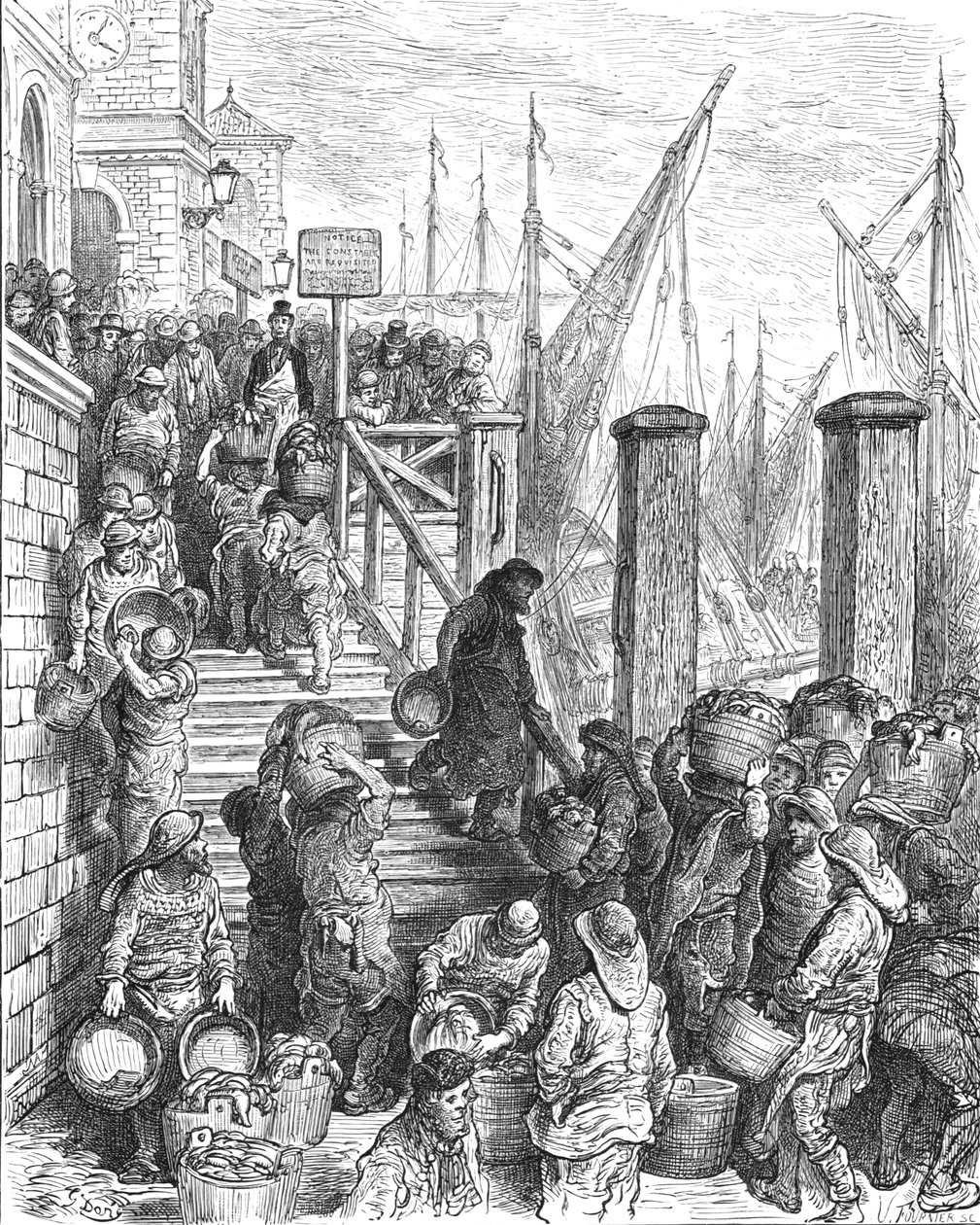 Billingsgate - Débarquement du poisson - Gustave Dore
