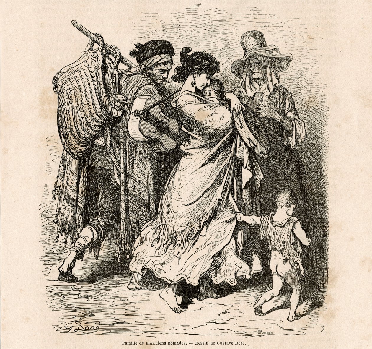 Famille nomade de musiciens - Gustave Dore