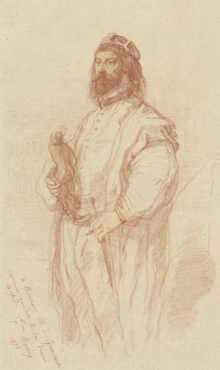 Homme debout avec une statuette - Gustave François Morin