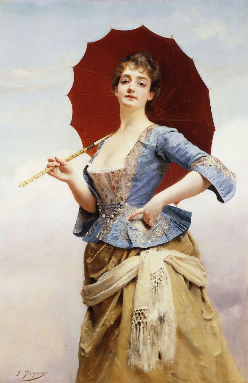 Une dame avec un parasol - Gustave Jacquet