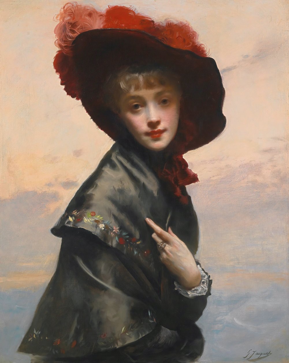 Dame au chapeau - Gustave Jean Jacquet