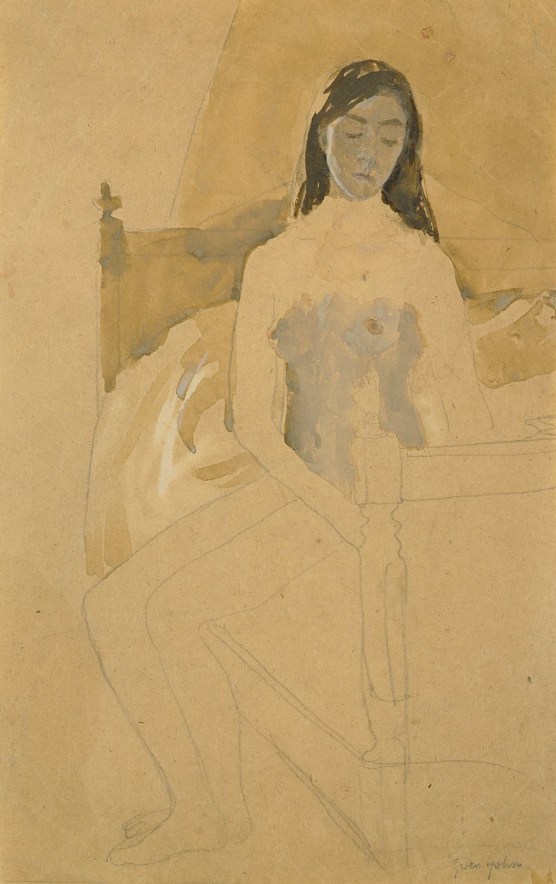 Autoportrait, nu, assis sur un lit - Gwen John