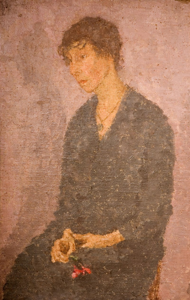 Femme tenant une fleur - Gwendolen Mary John